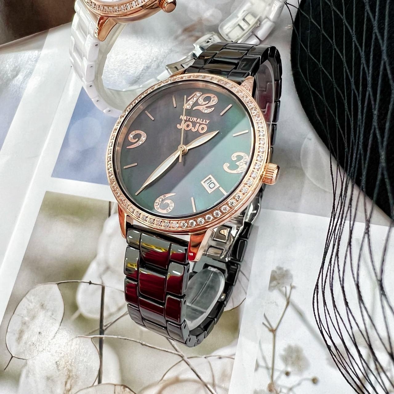 【NATURALLY JOJO】韓風美學設計陶瓷女錶  JO96968-88R 34mm 現代鐘錶