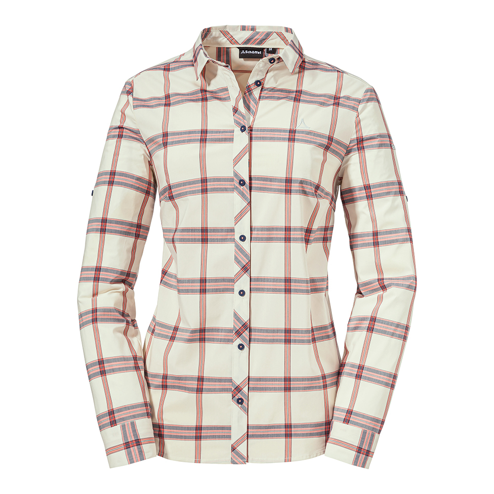 【Schoffel】女排汗透氣抗UV長袖格子襯衫 / 22SL20-13243-[紅]