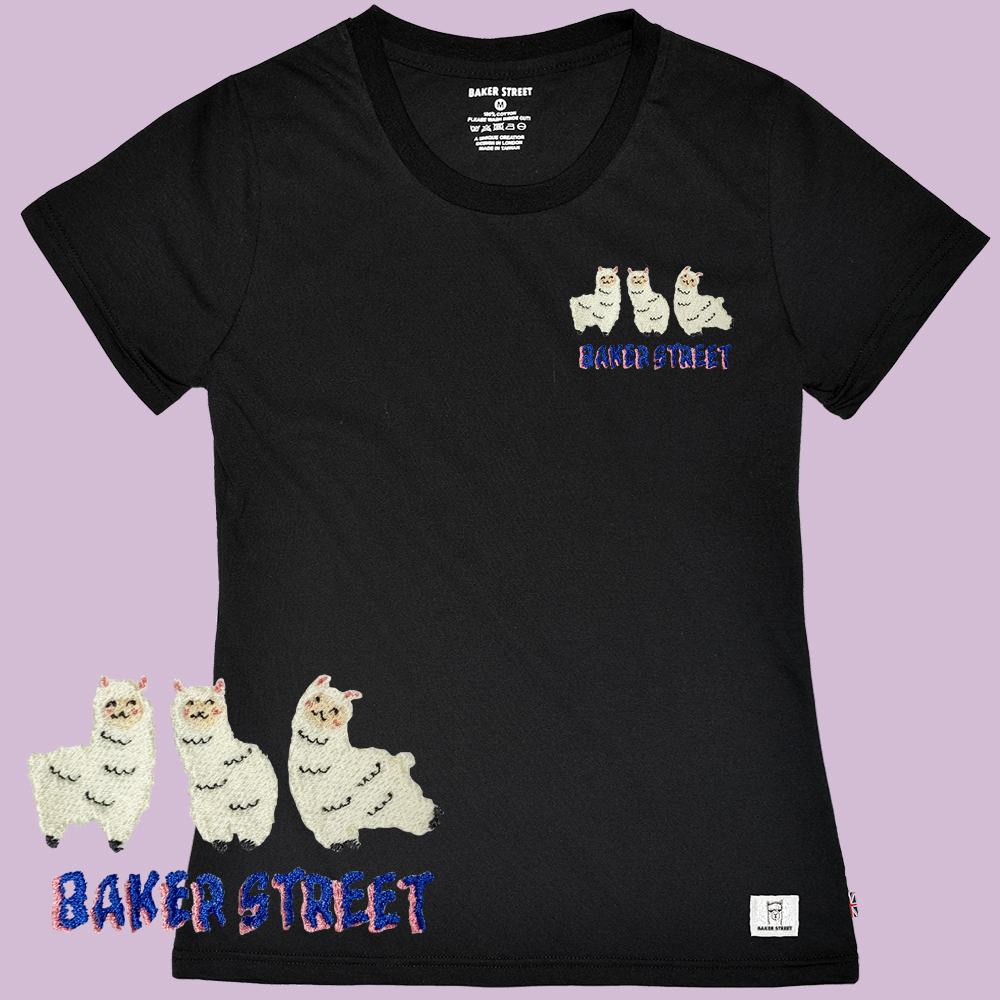 Embroidery-Happy Alpaca 跳跳羊駝 刺繡 女版短T