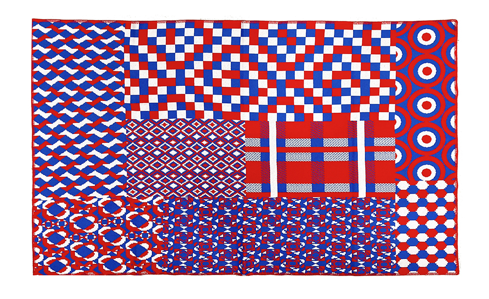 不規則紅白藍圖型毛氊