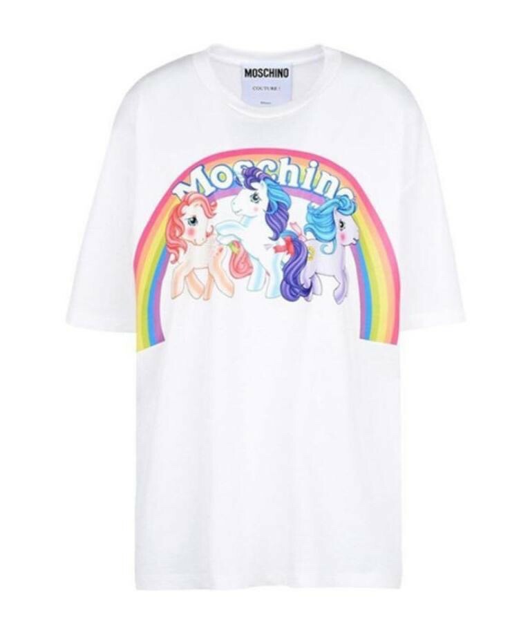 折扣 MOSCHINO 經典款 彩虹小馬 獨角獸 寬鬆短袖 T
