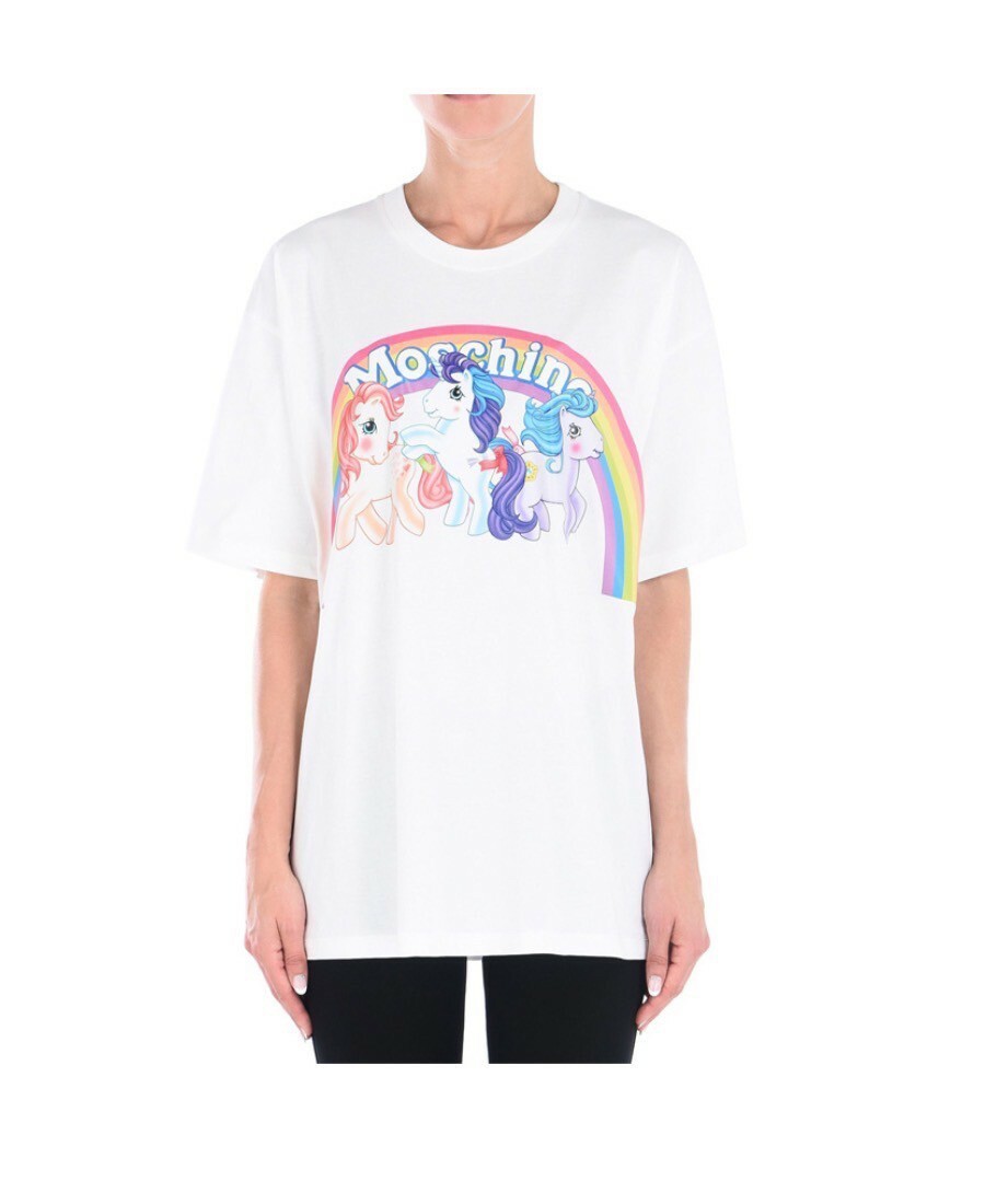折扣 MOSCHINO 經典款 彩虹小馬 獨角獸 寬鬆短袖 T