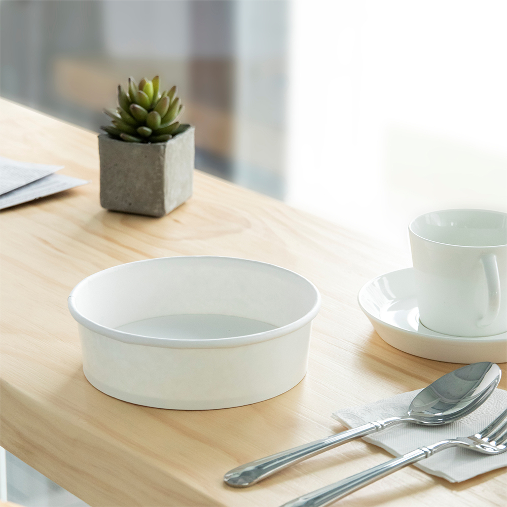 紙圓便當盒 白色 600ml