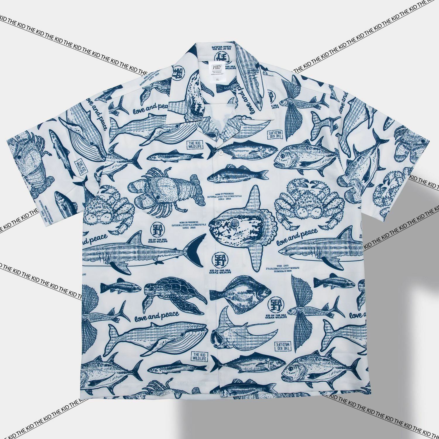 KID ® 海洋滿版系列 短袖襯衫 白