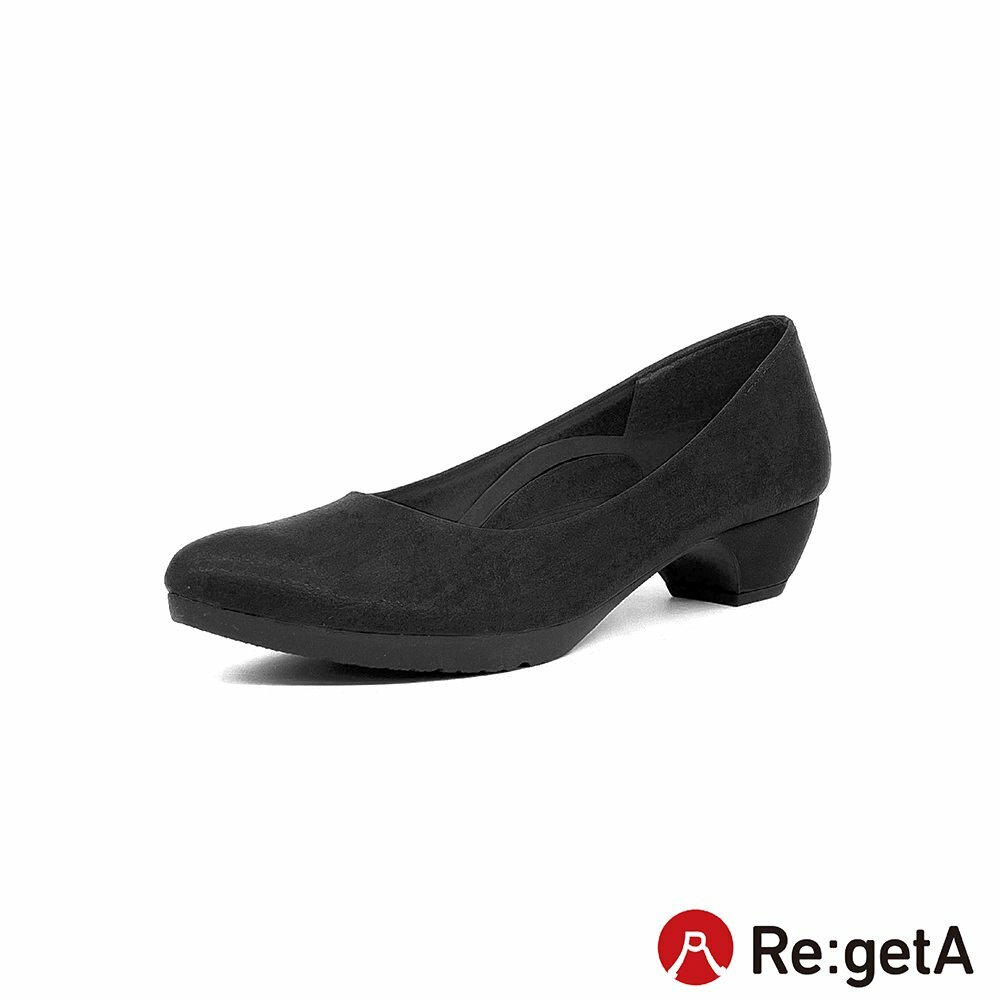 大阪樂步健康鞋 Re:getA都會風輕量優雅寬楦尖頭粗跟鞋RMP001(BLK-經典黑)