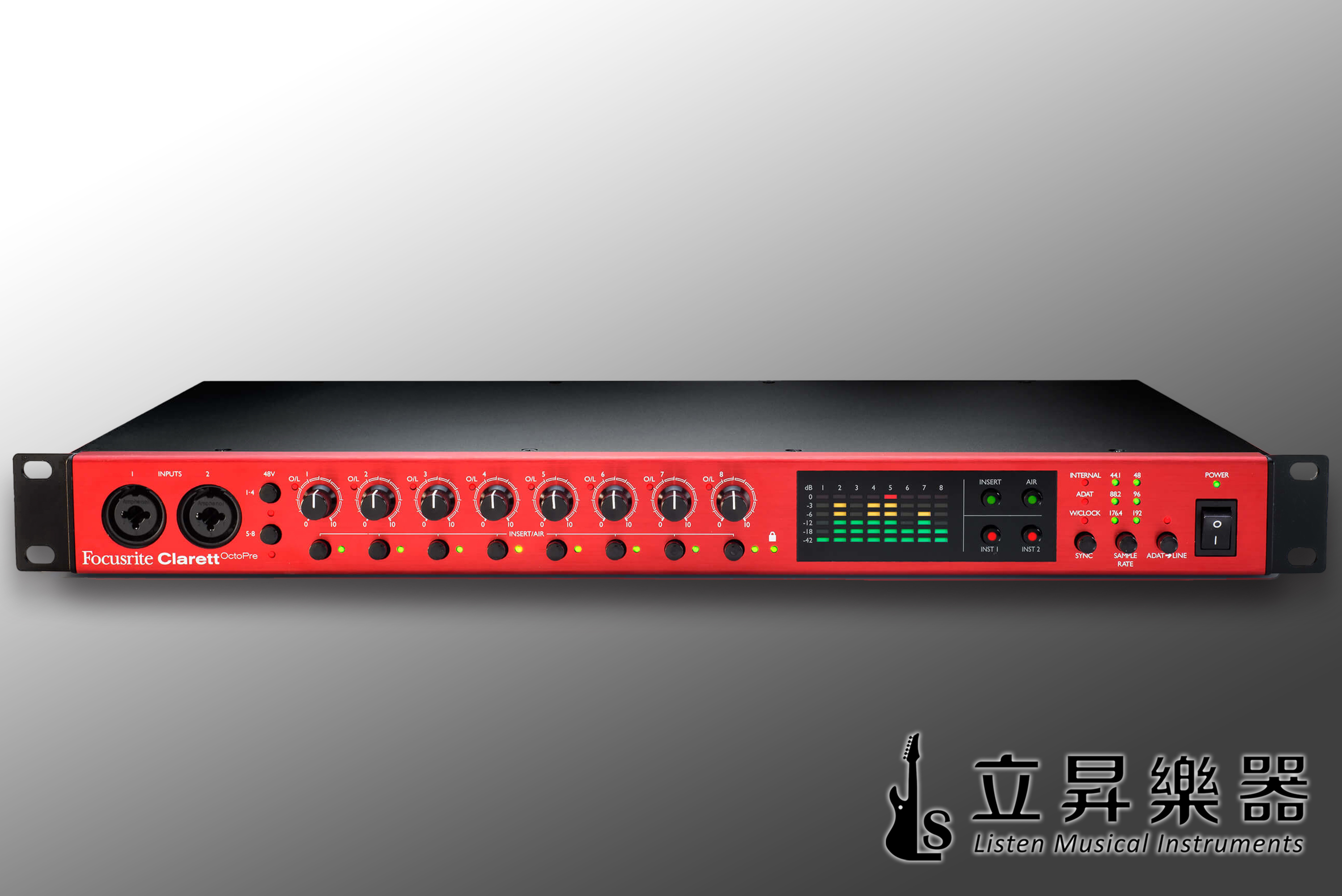 Focusrite Clarett Octopre 8 頻道麥克風前級音頻處理器 1U機架式