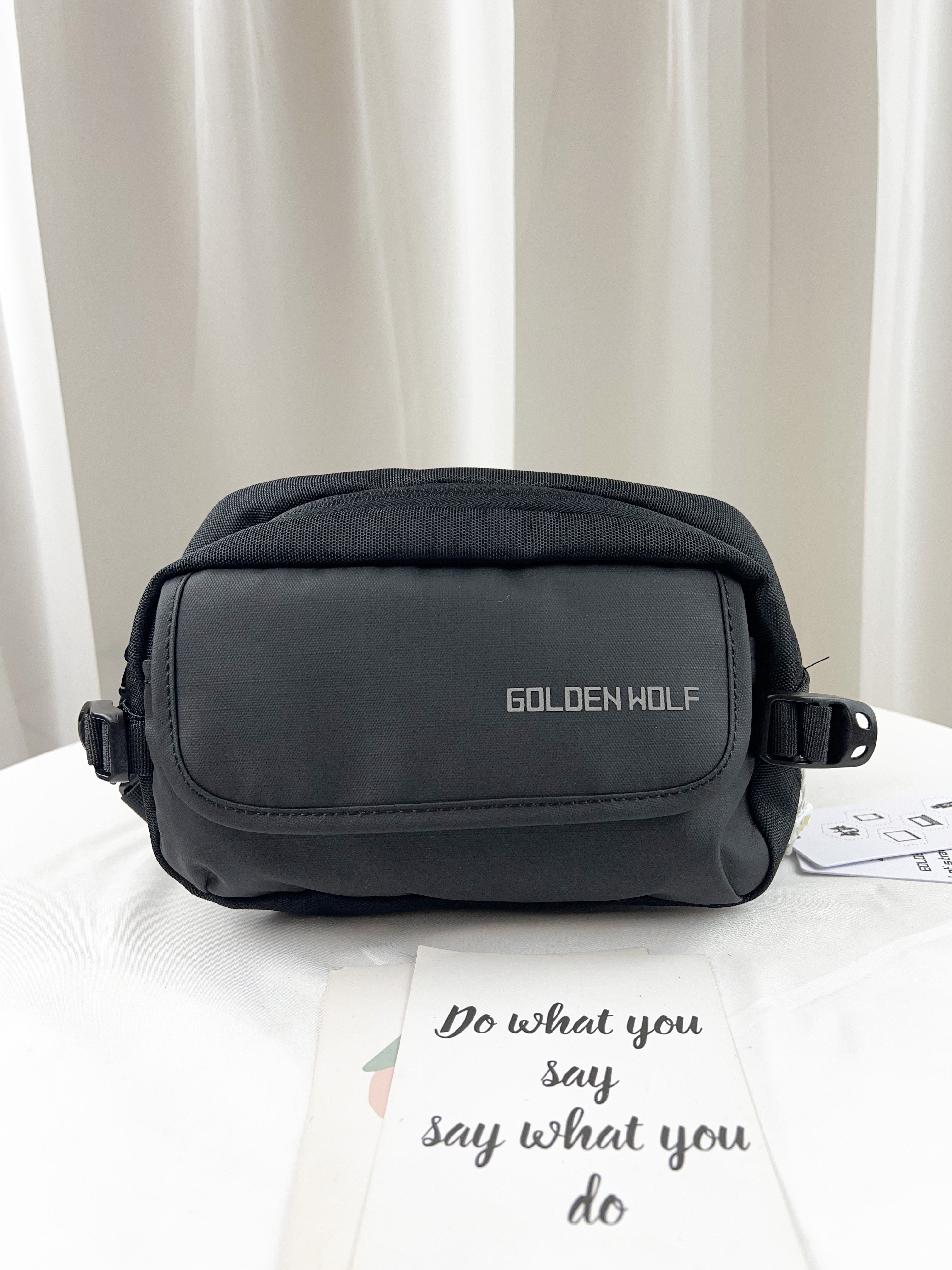 Goloen wolf 經典黑 多功能男用腰包 / 側背包 #SM-Y00028