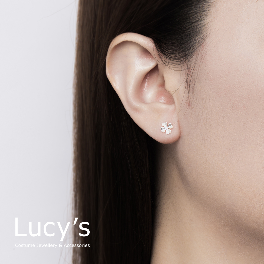 *925純銀〔輕銀系列〕 霧銀幸運草 耳環 (97327)