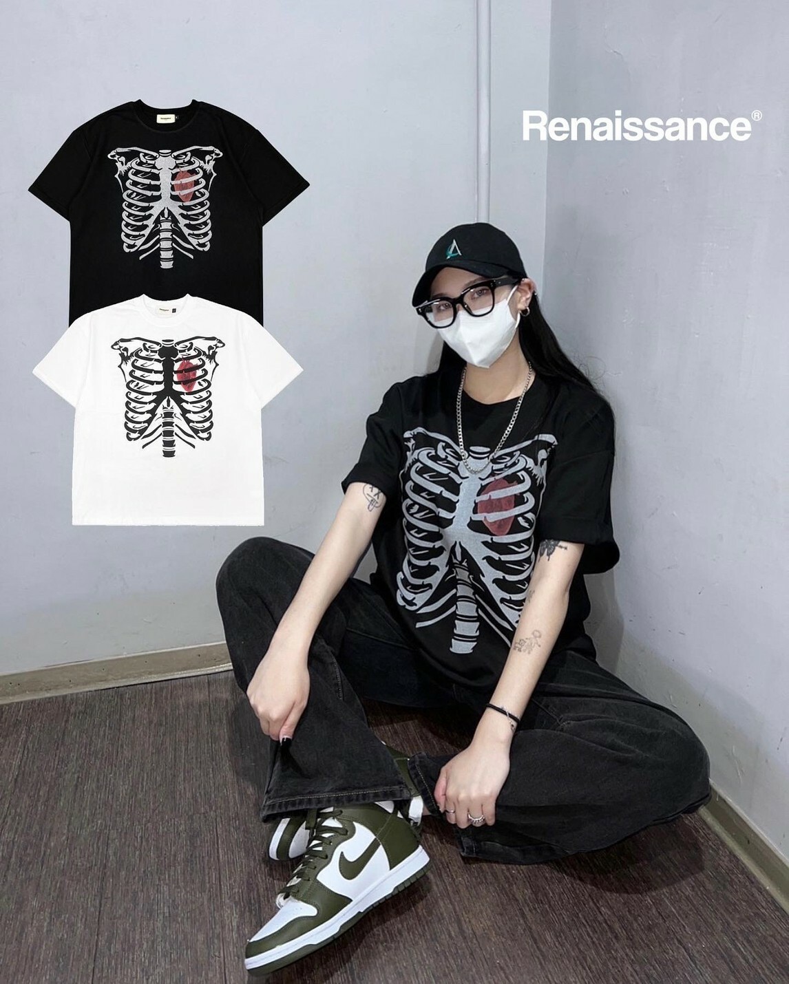 RENAISSANCE 新款 骷髏 骨骼心臟 短袖 T “ SKELETON & HEART TEE “