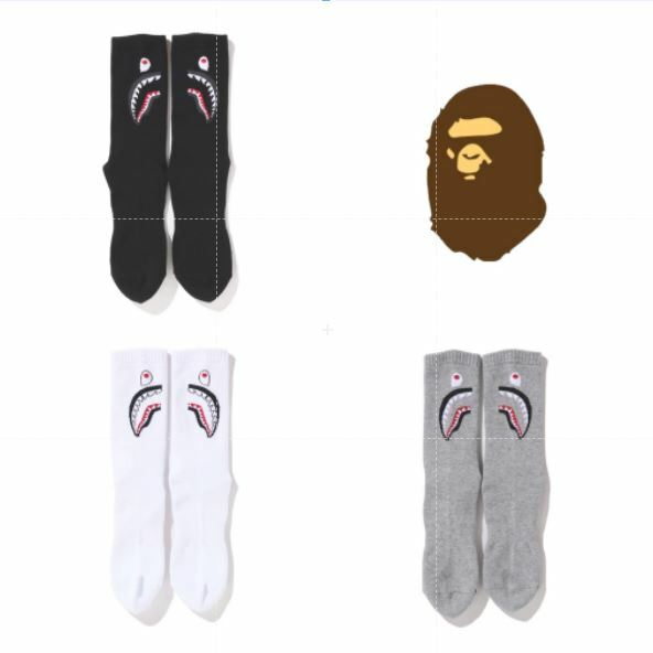 APE SHARK SOCKS BAPE 鯊魚 三色 襪子 黑襪 長襪 WGM 4色 現貨