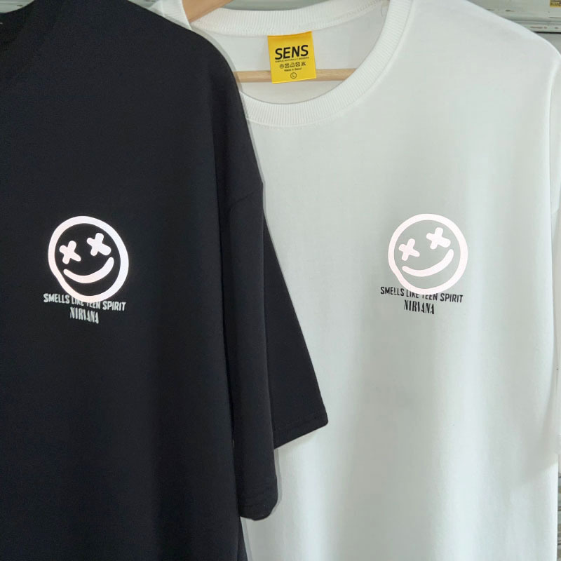 反光鬼臉 笑臉 落肩五分袖 ↗採用升級細絨棉