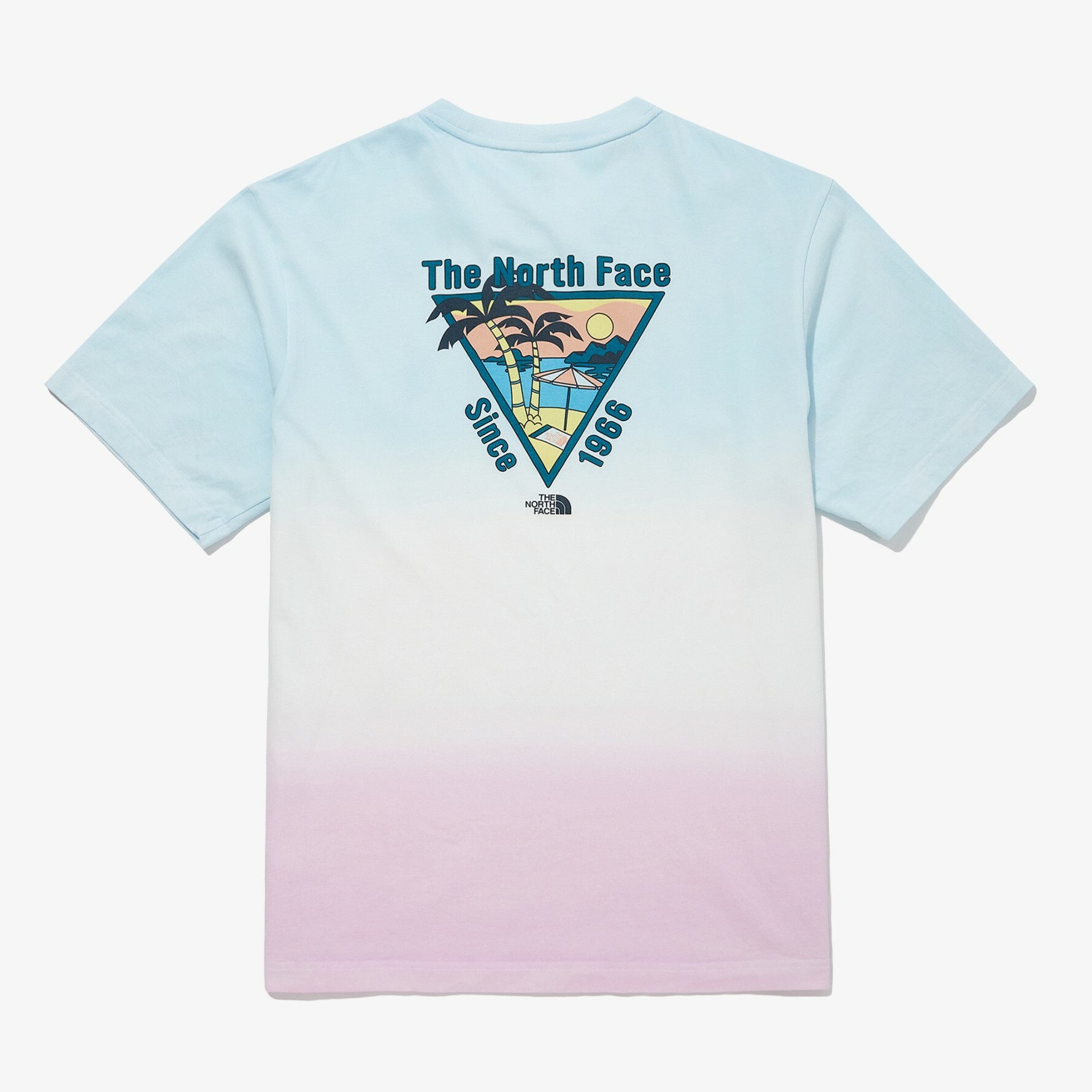 THE NORTH FACE BLUE MARINE 藍粉 漸層 椰子樹 圖案 短袖 短T NT7UN17A