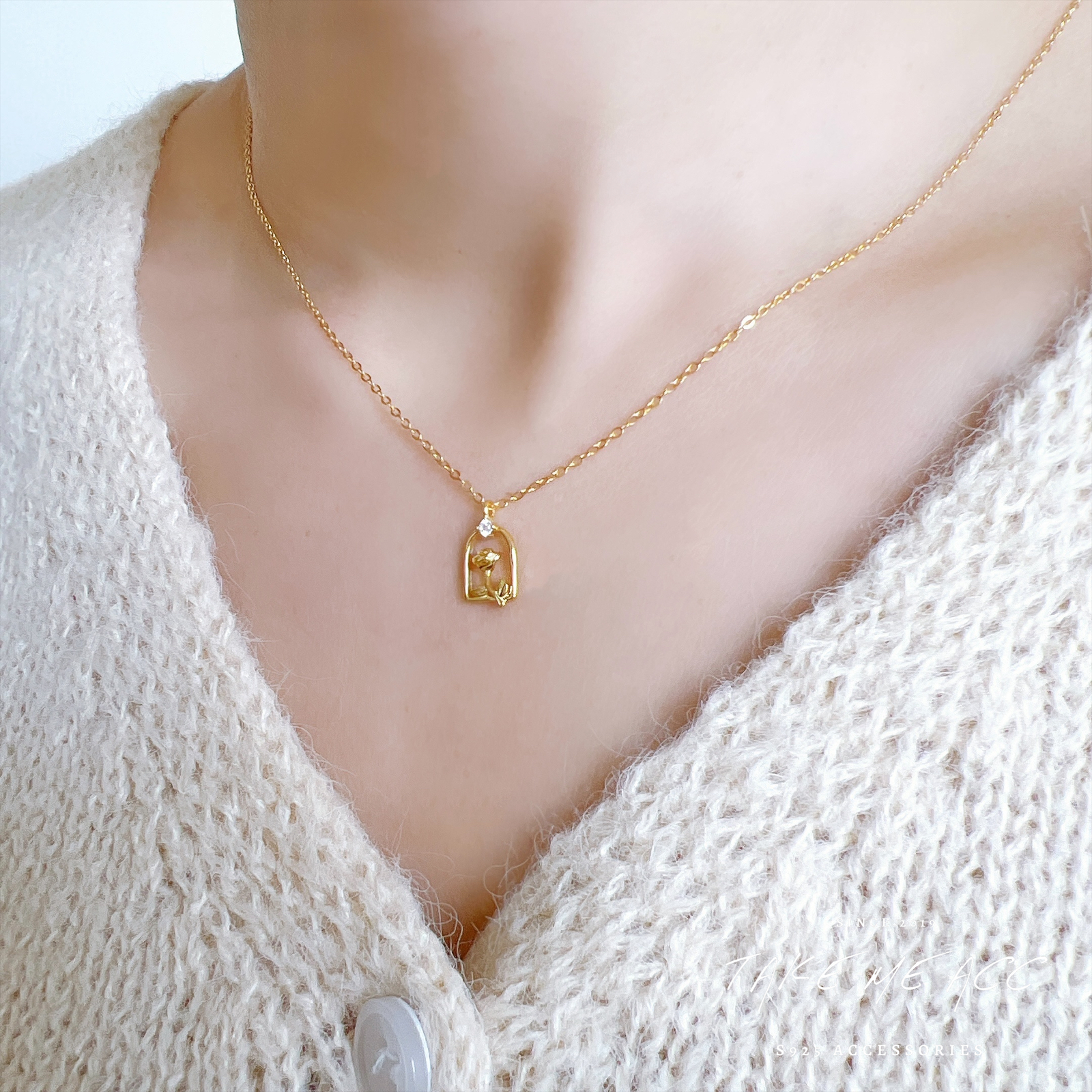 畫框小花｜純銀項鍊