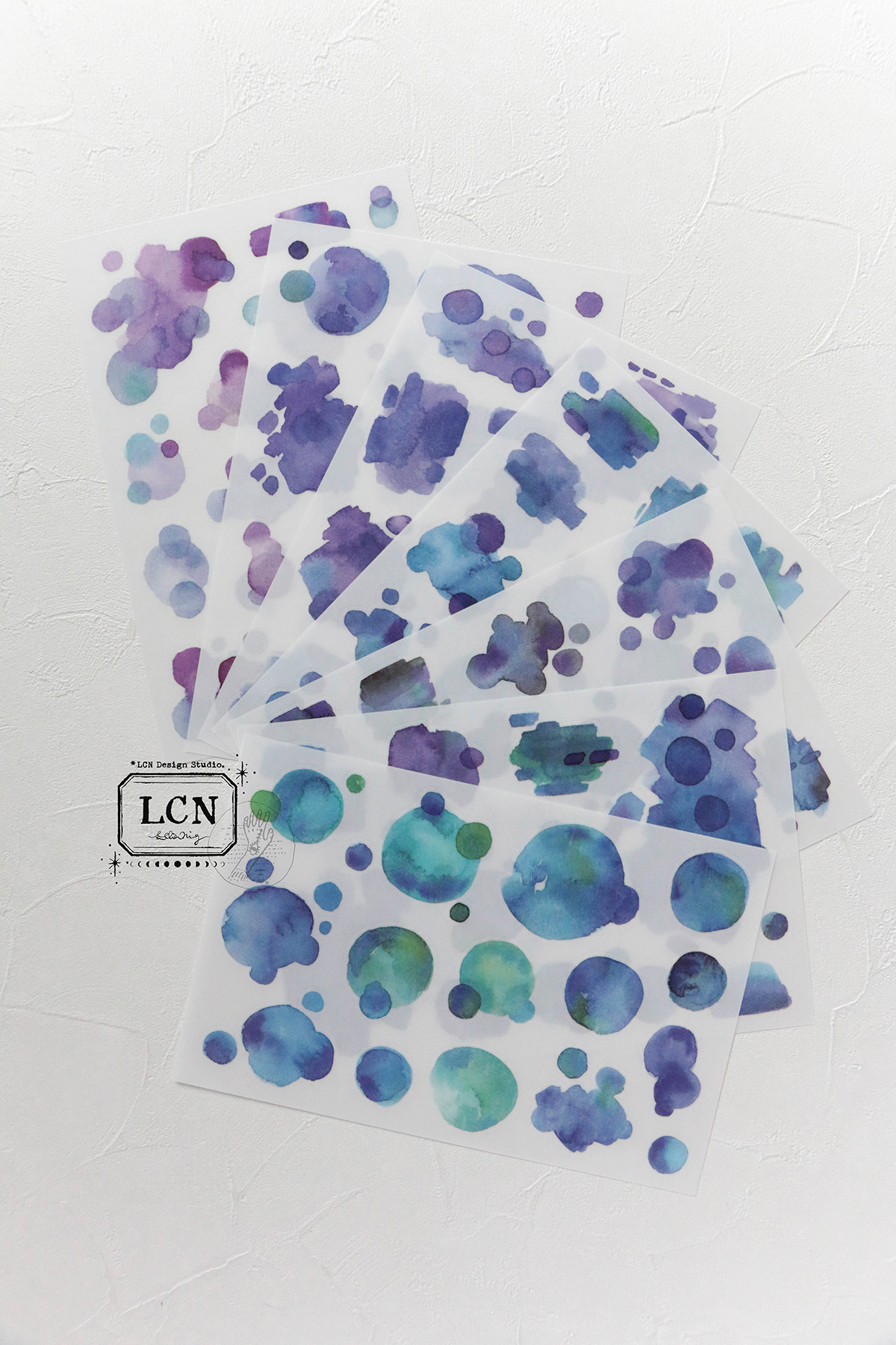 吉 轉印貼紙（7入）-冷色調 058