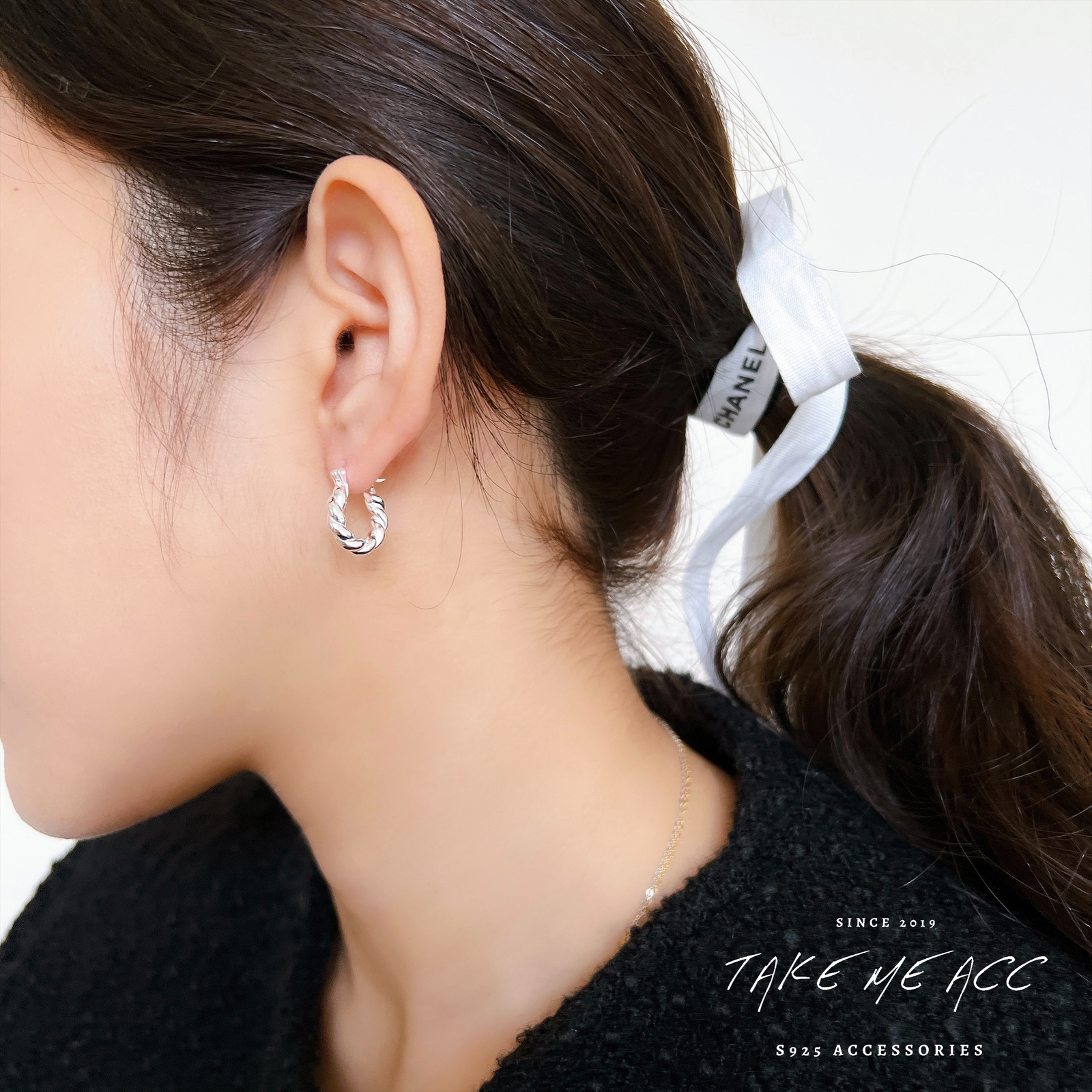 麻花圈圈｜全純銀耳環
