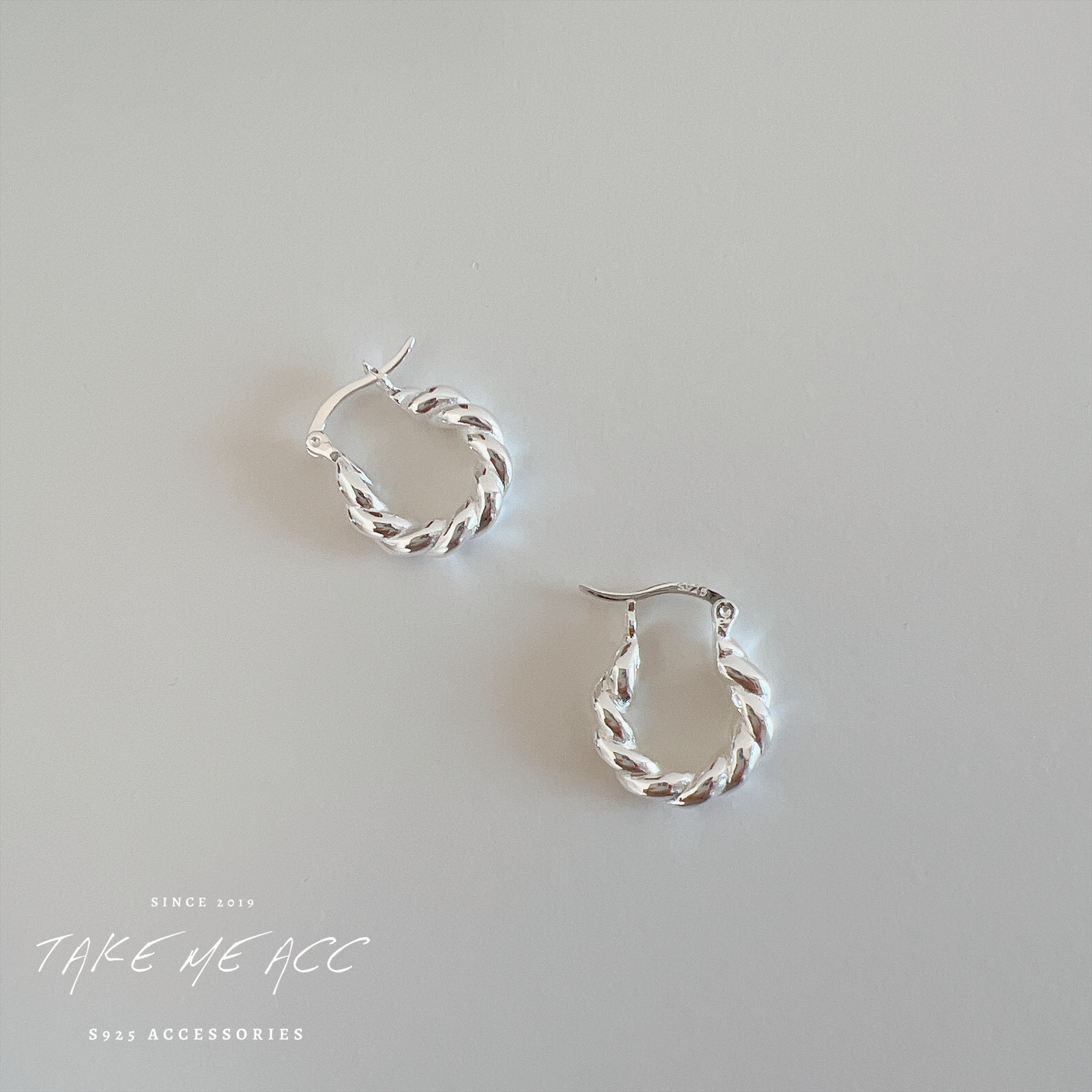 麻花圈圈｜全純銀耳環