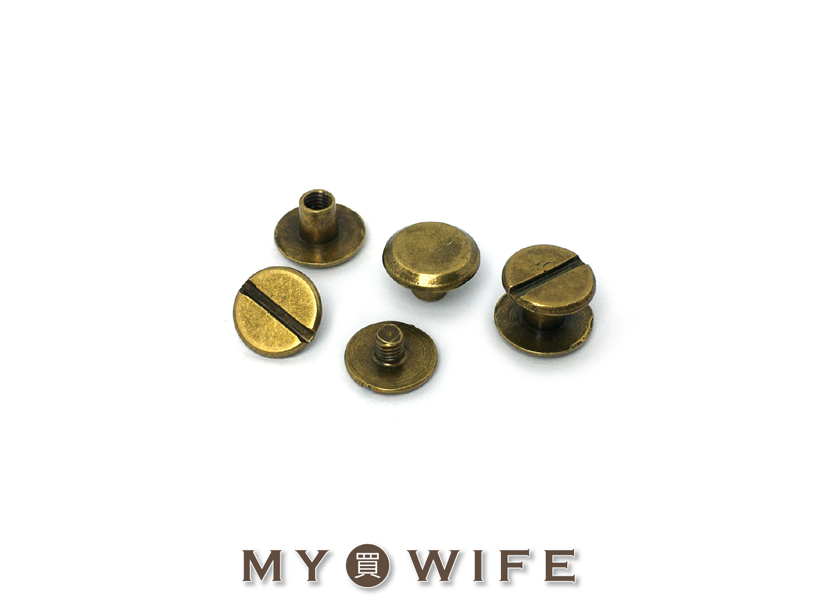 10x4mm合金皮件螺絲_細螺腳/螺絲_青古色(5入)