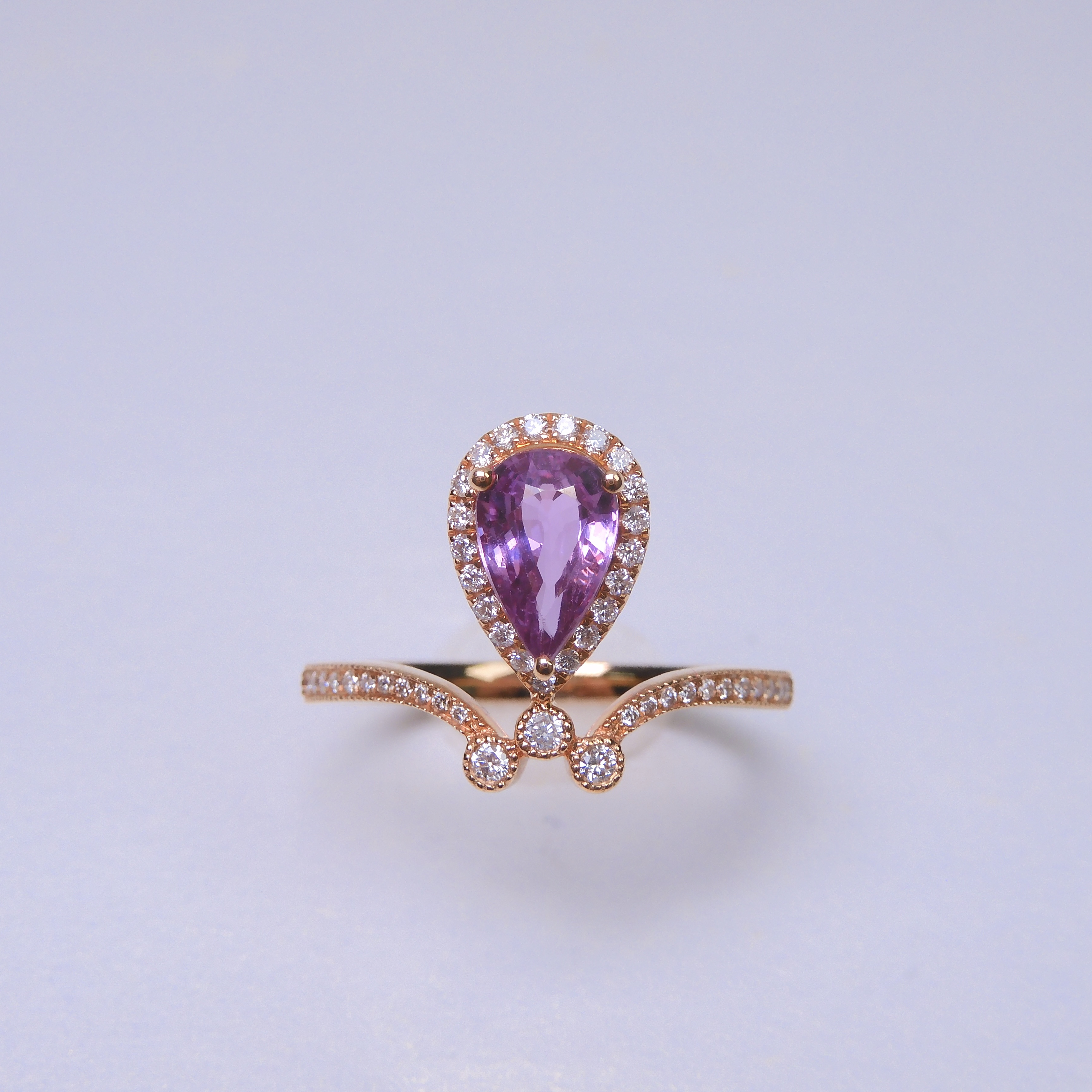 18K金 1.05ct 粉色藍寶石戒指