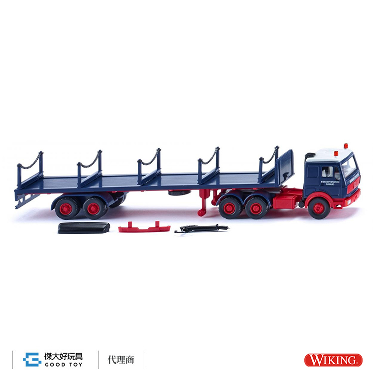 Wiking 055402 (HO) MB 3850-RHEINKRAFT-SPEDITION 支柱平板半掛拖車