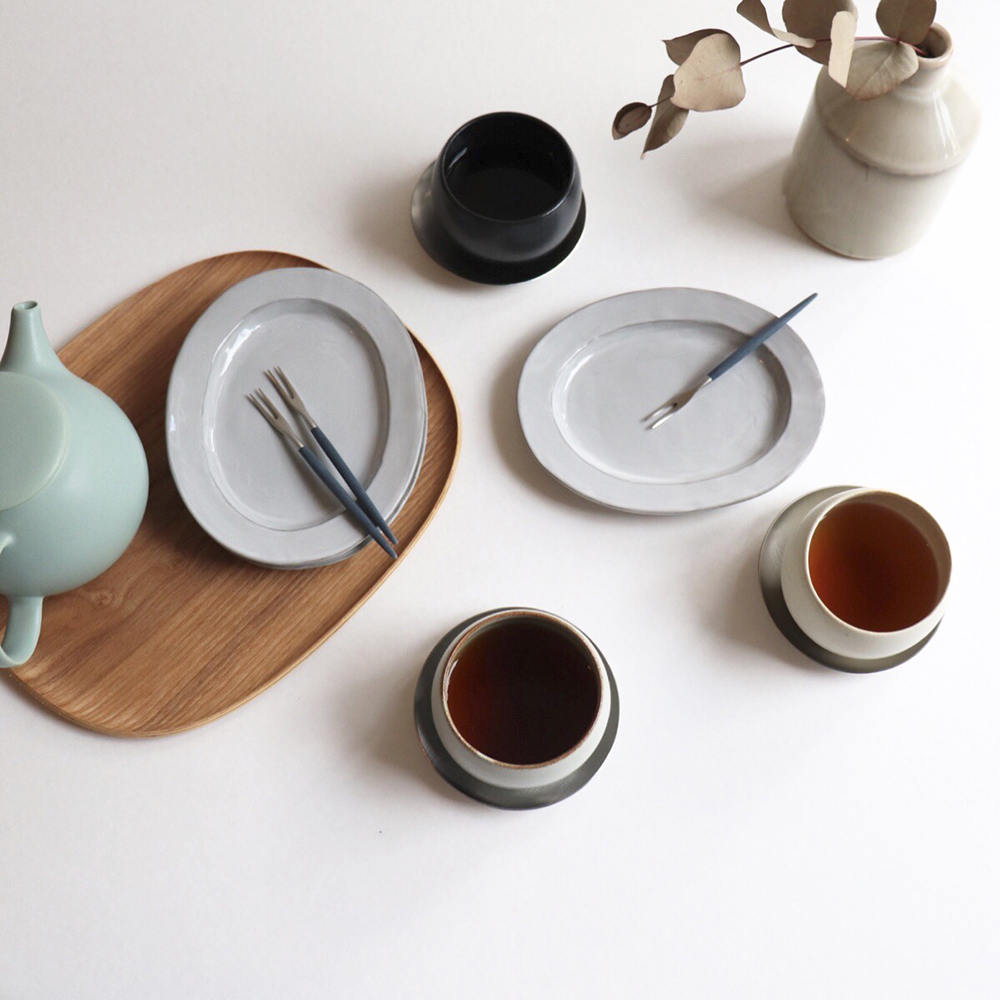 SHIKIKA Mino-ware Porcelain Sencha Tea Cup Gray