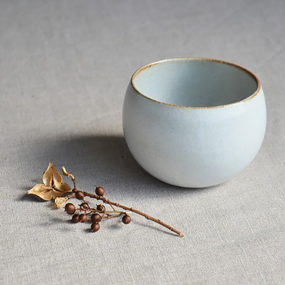 SHIKIKA Mino-ware Porcelain Sencha Tea Cup Gray