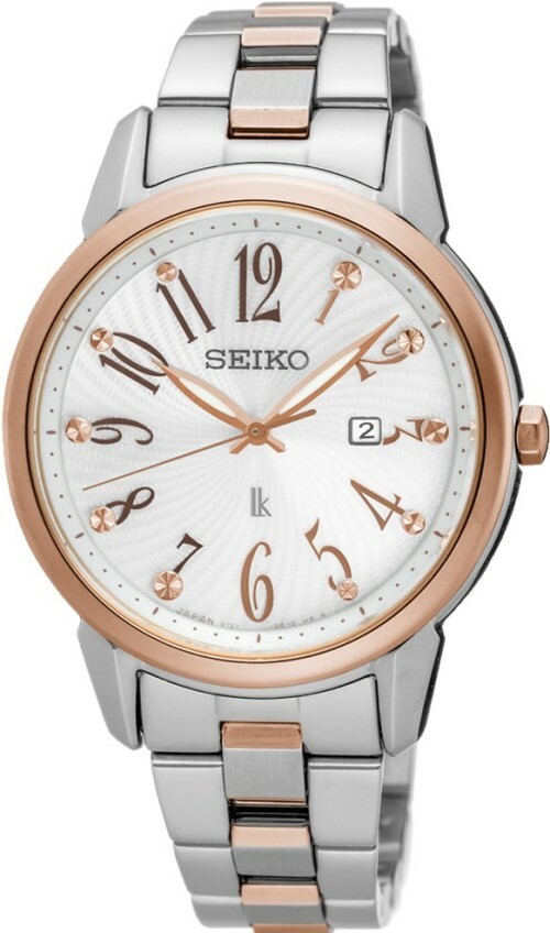 萬年鐘錶 - SEIKO  LUKIA   白面玫瑰金太陽能女錶  SUT298J1 / V137-0CG0KS  錶徑32MM
