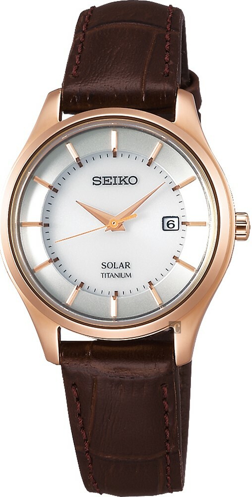 萬年鐘錶 - SEIKO   太陽能優雅皮革女錶  STPX046J / V137-0CS0J   錶徑29MM