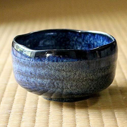 日本製抹茶碗美濃燒藍釉抹茶碗