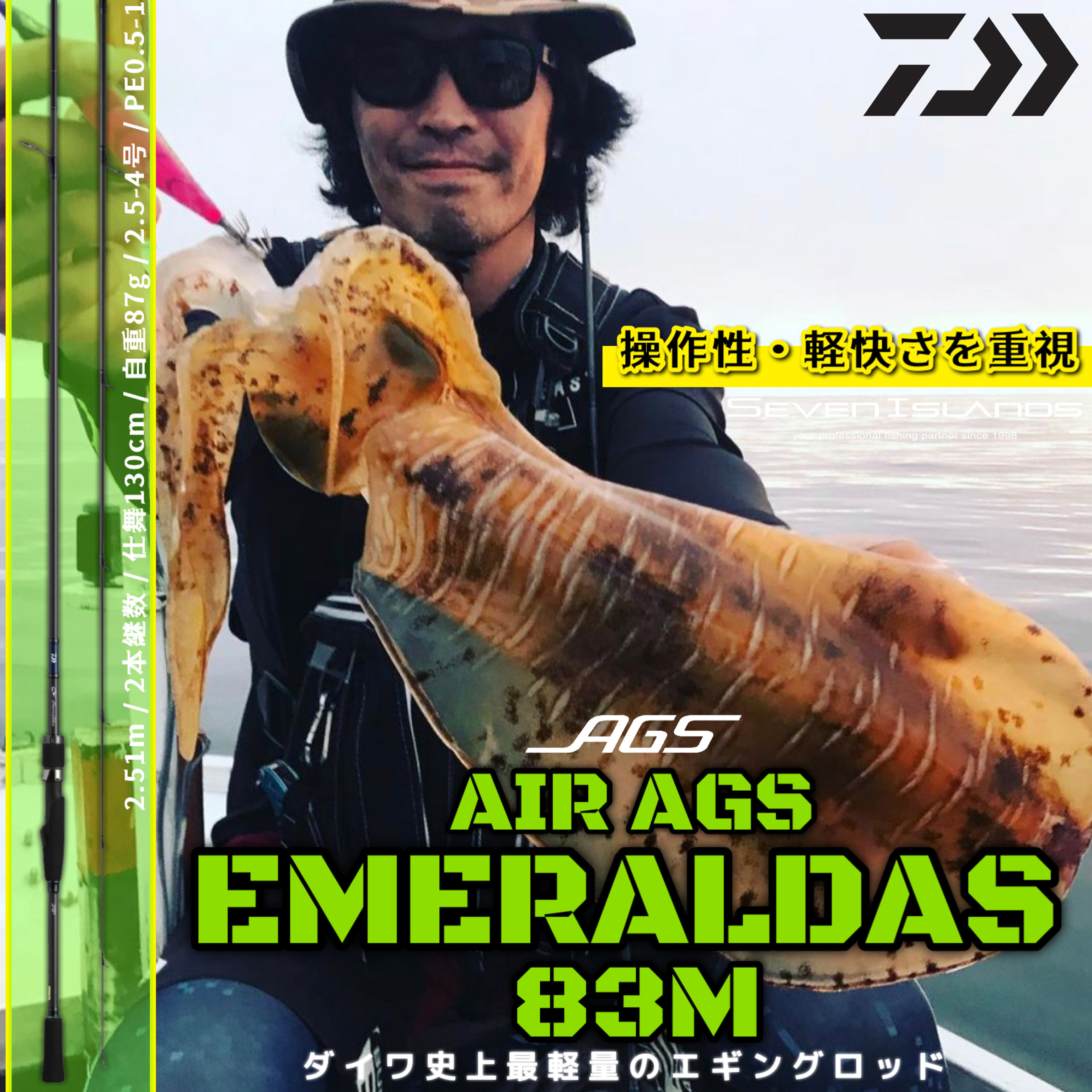 DAIWA EMERALDAS AIR AGS 83M SHORE EGING ROD