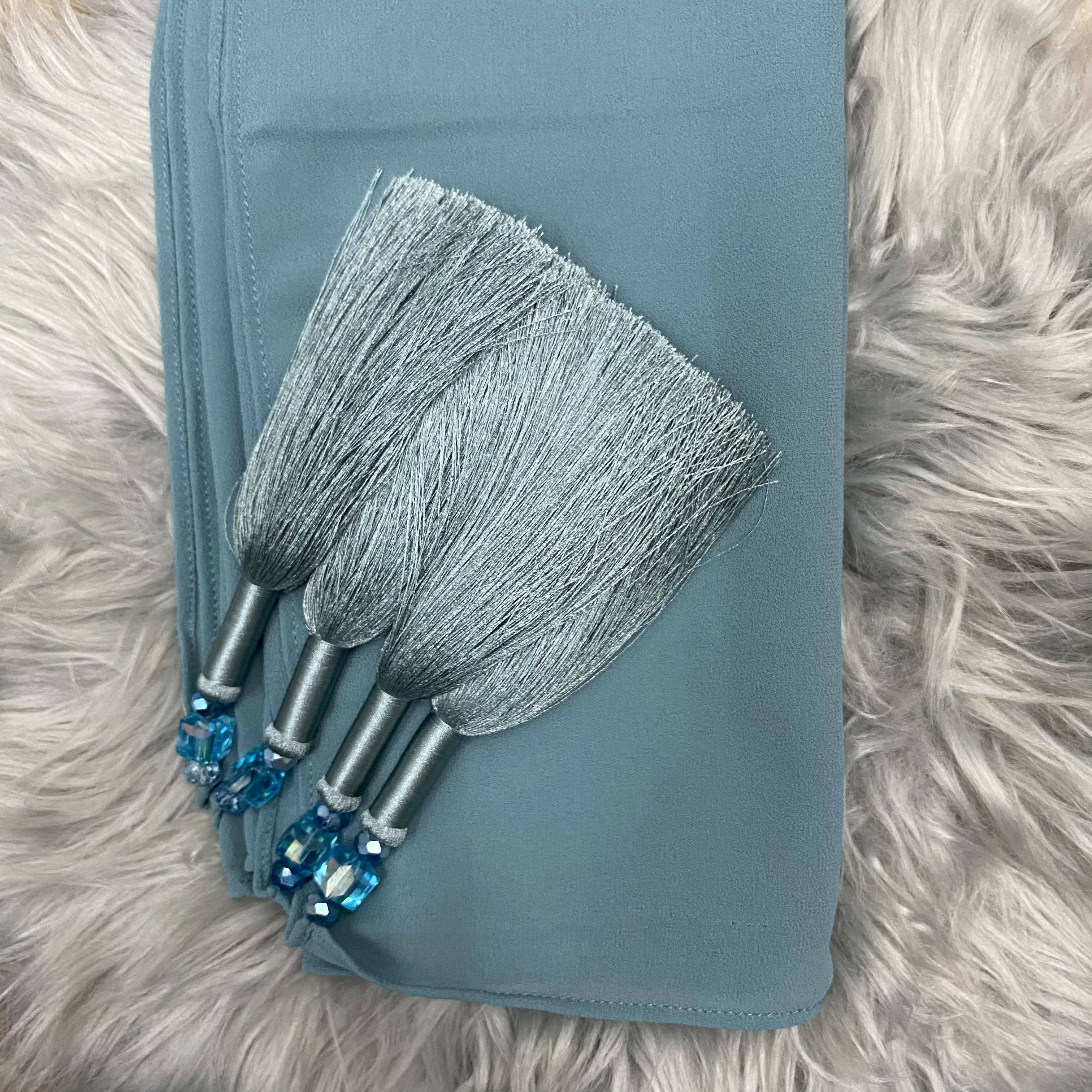 Kysha Premium Tassel Shawl Dusty Blue