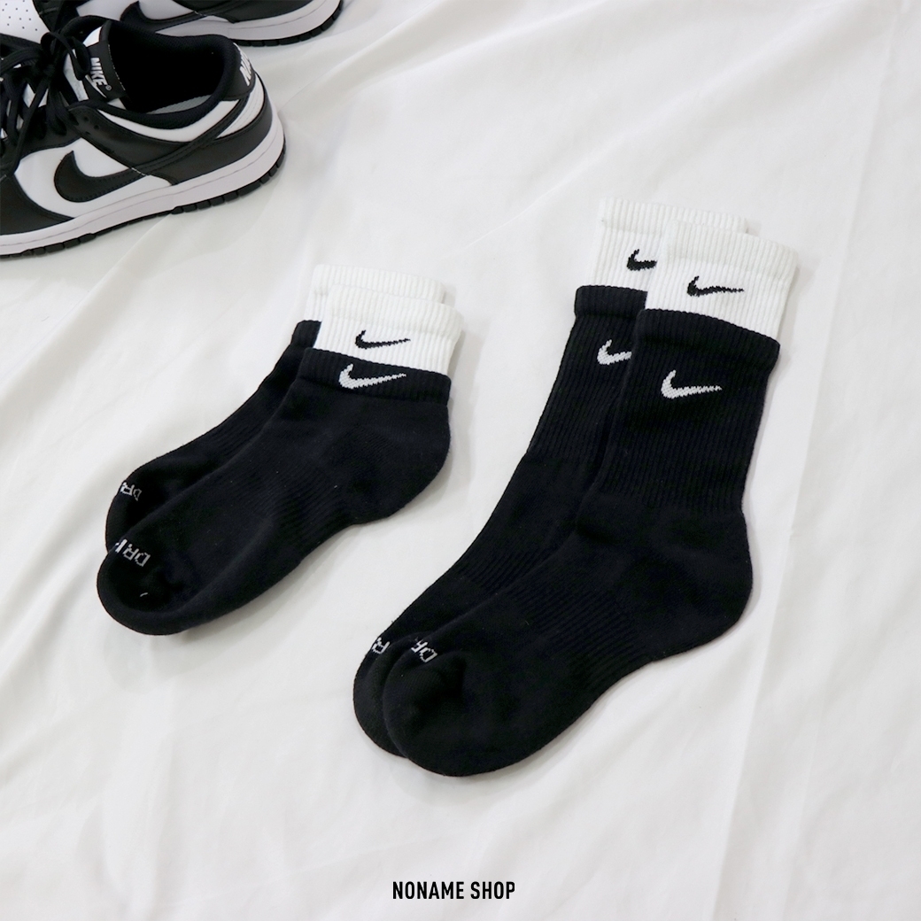 NIKE Everyday Plus 刺繡 小勾 雙層 長襪 中筒襪 襪子 黑白 (男/女同款)