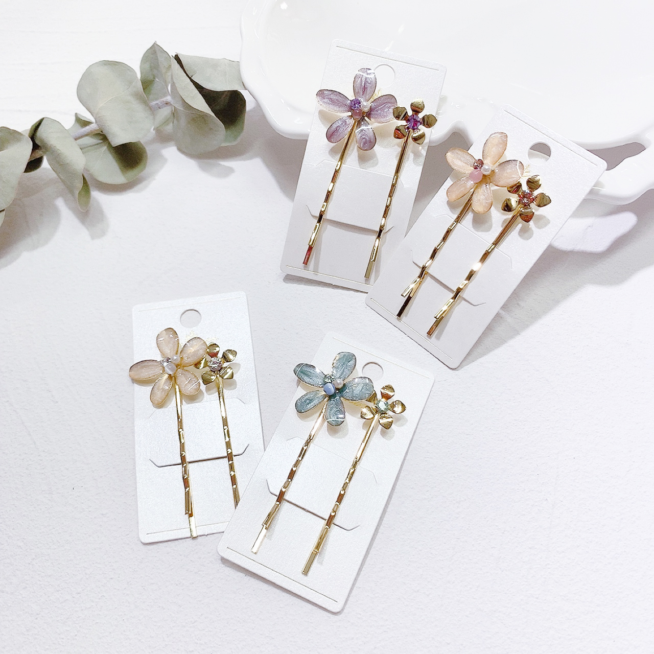 [日本] 花朵髮夾SET