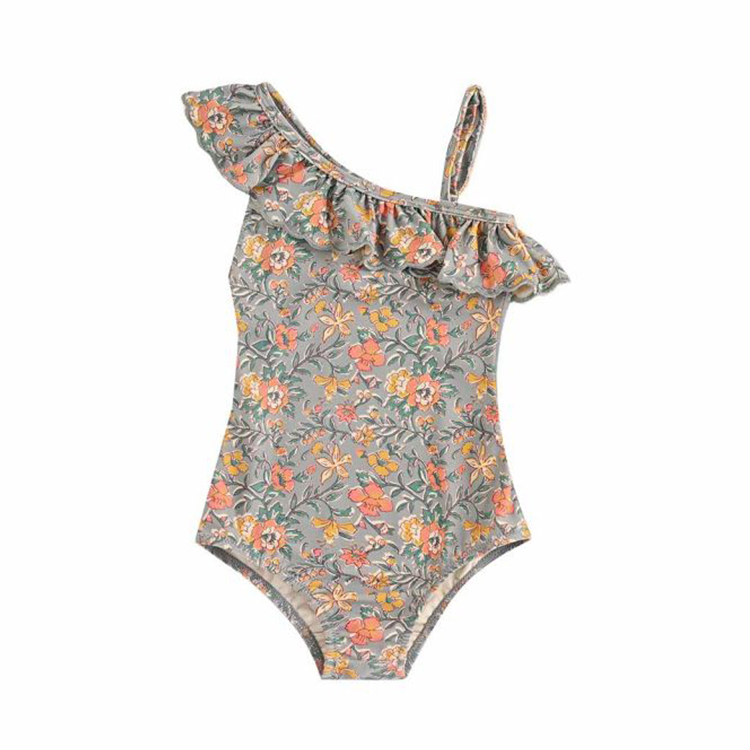 Louise Misha-Audrey單肩荷葉邊連身泳裝(Water Flowers)