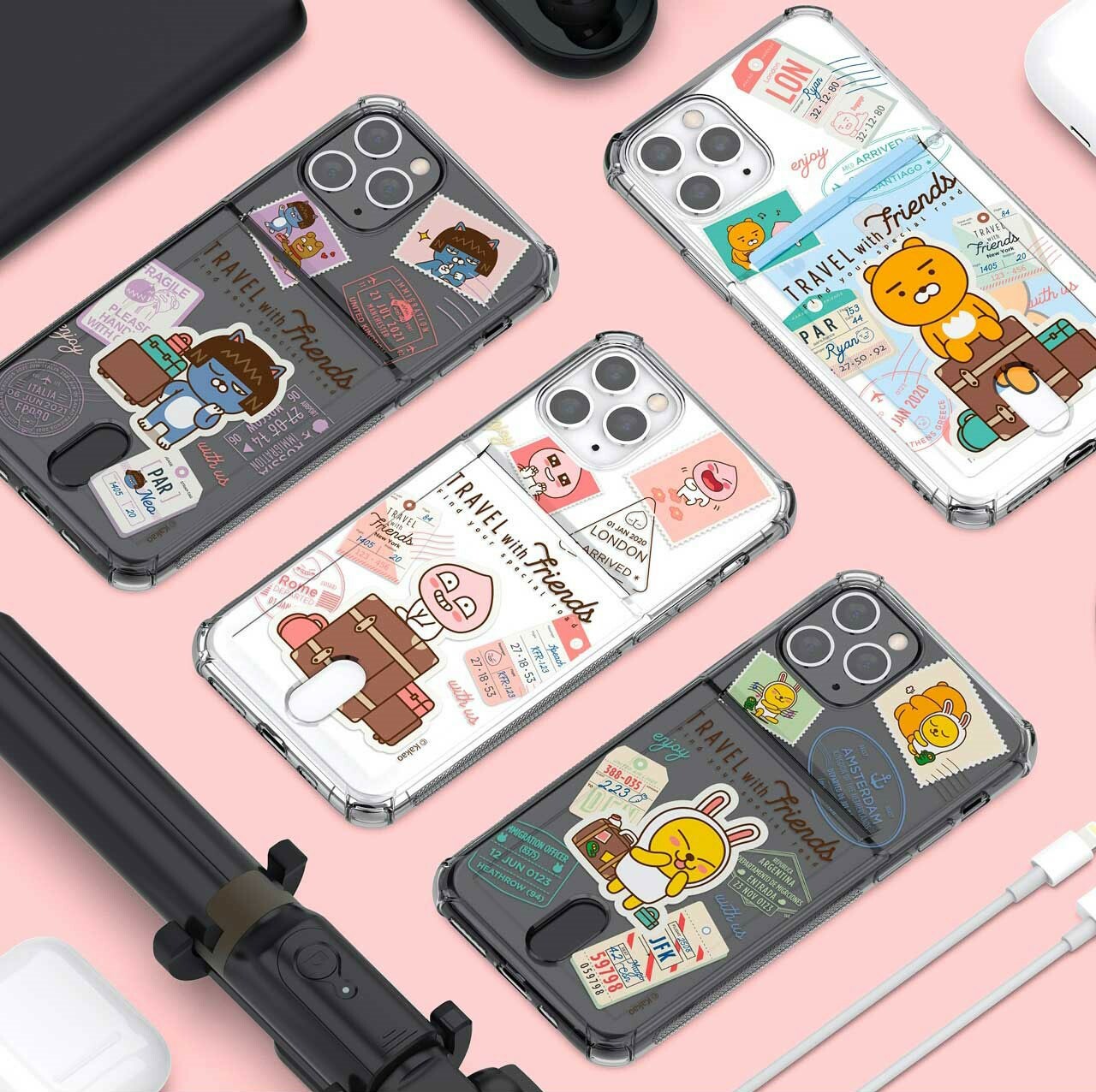 Kakao Friends - Clear Card Soft Case - 透明防撞卡槽手機保護軟殼 S2
