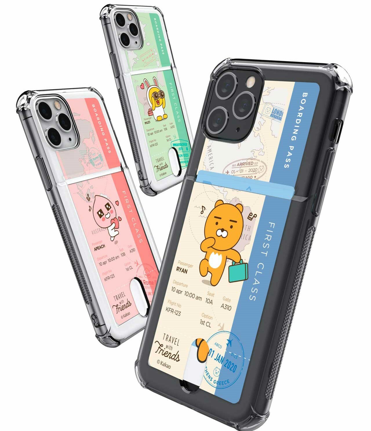 Kakao Friends - Clear Card Soft Case - 透明防撞卡槽手機保護軟殼 S2 16 S23