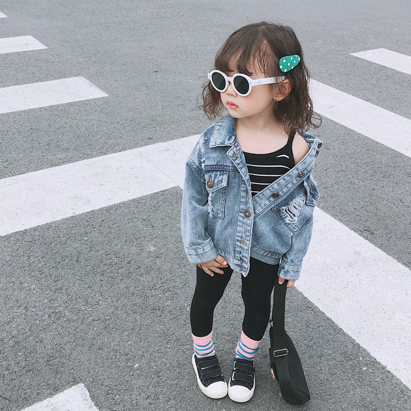 現貨 90cm 親子款 仿舊刷破款牛仔外套 #19083