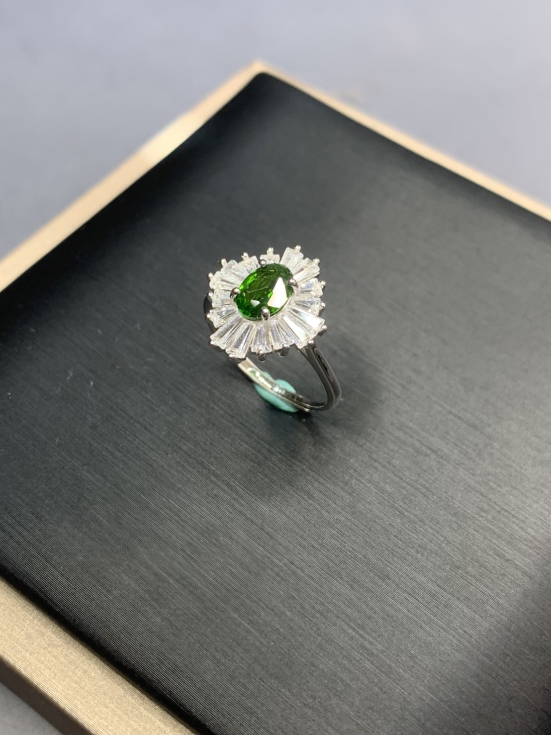 療癒丨綠透輝石銀戒丨心輪