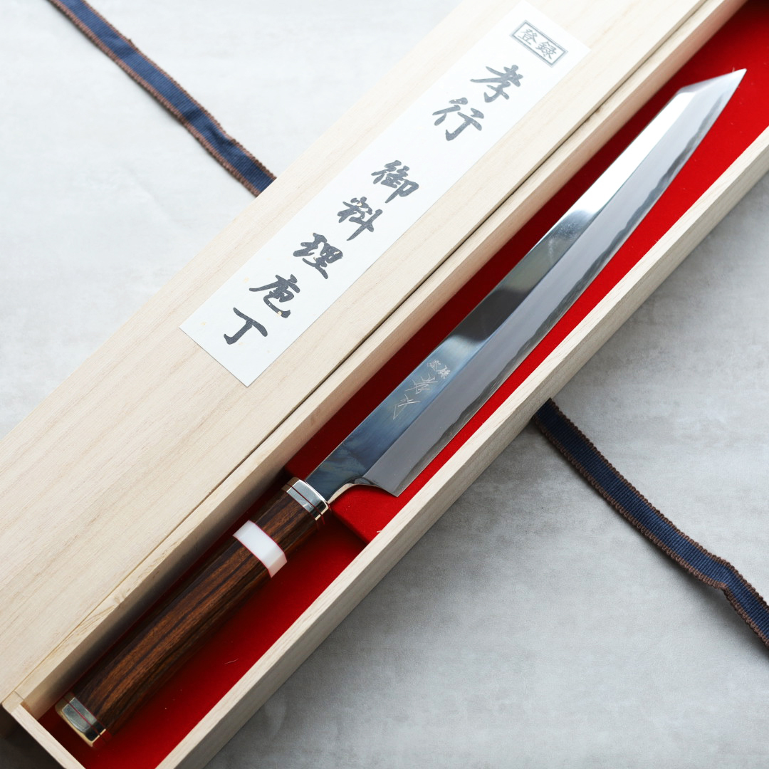 堺孝行 紫電 劍型柳刃 300mm 銀三鋼 飛燕