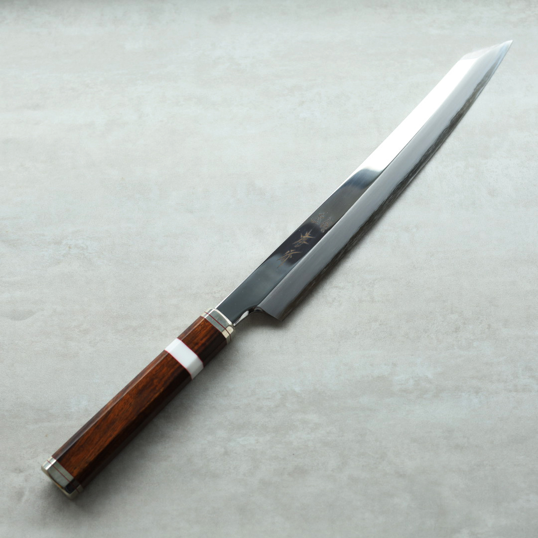 堺孝行 紫電 劍型柳刃 270mm 銀三鋼 飛燕