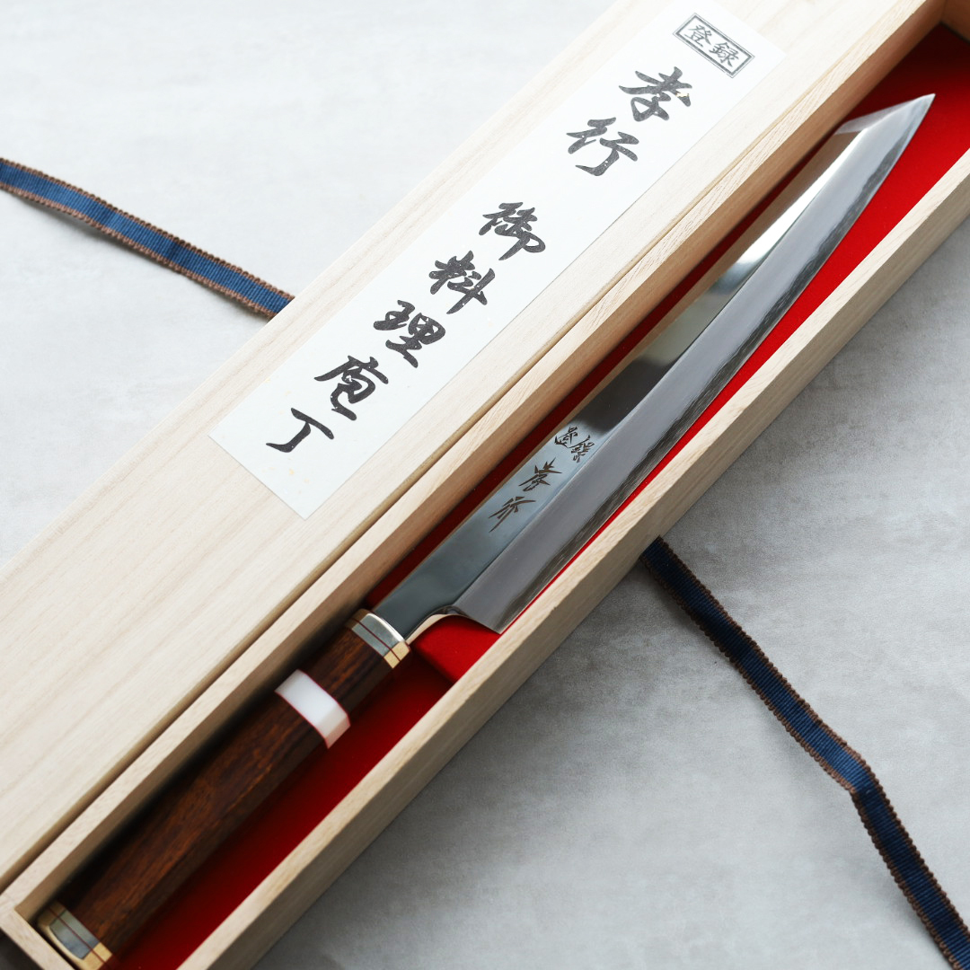 堺孝行 紫電 劍型柳刃 270mm 銀三鋼 飛燕