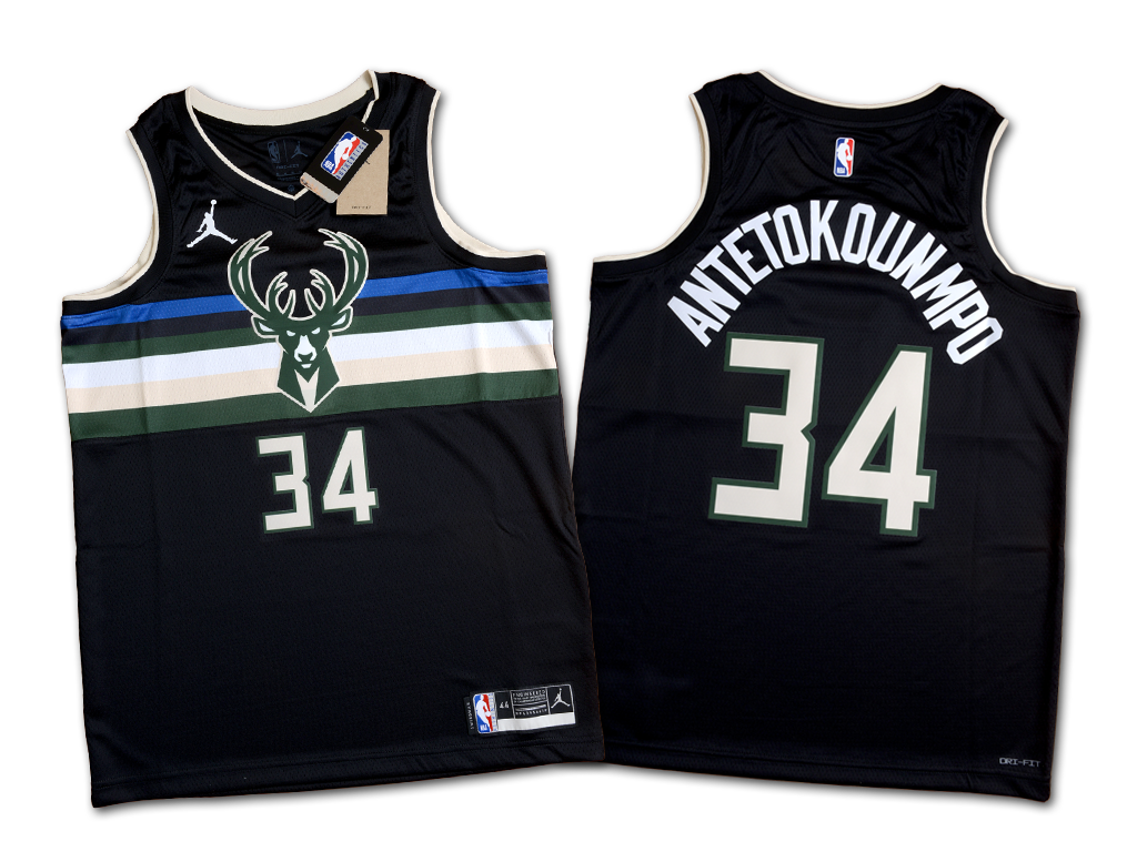 Men's Fanatics Branded Giannis Antetokounmpo Black Milwaukee Bucks Fast Break Replica Player Jersey - Statement Edition