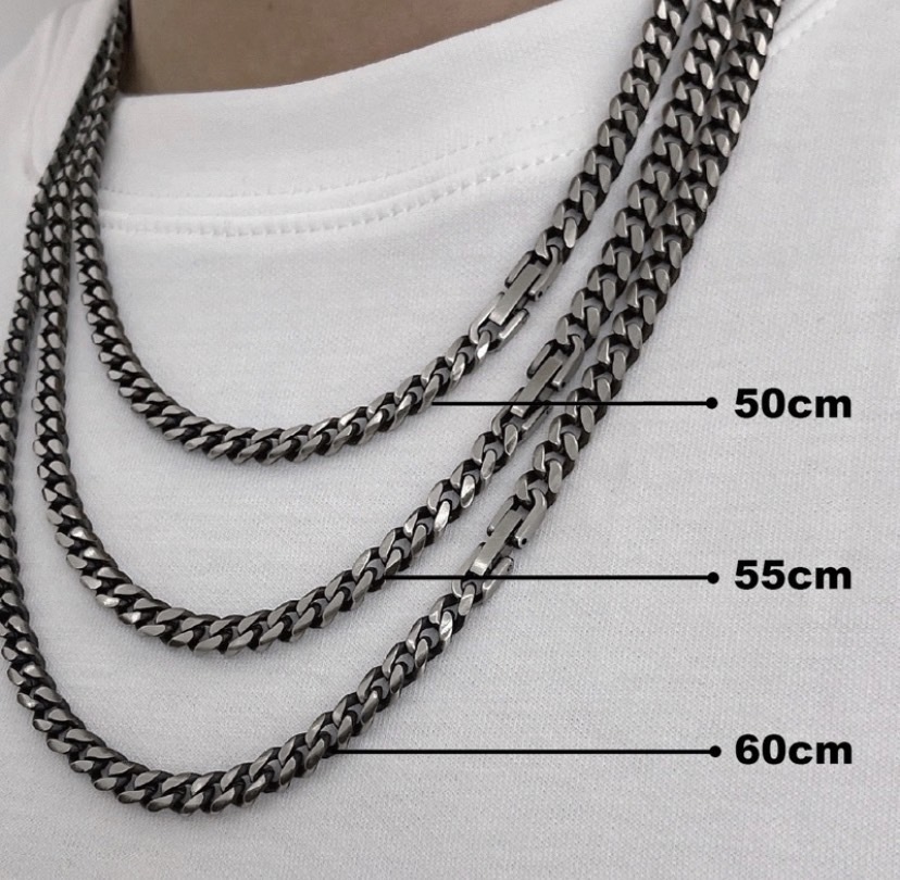 細款 / 黑曜銀 / 古銀 / 做舊 / 黑銀古巴 / 6MM安全扣 / 飾品 / 鈦鋼 / 項鍊