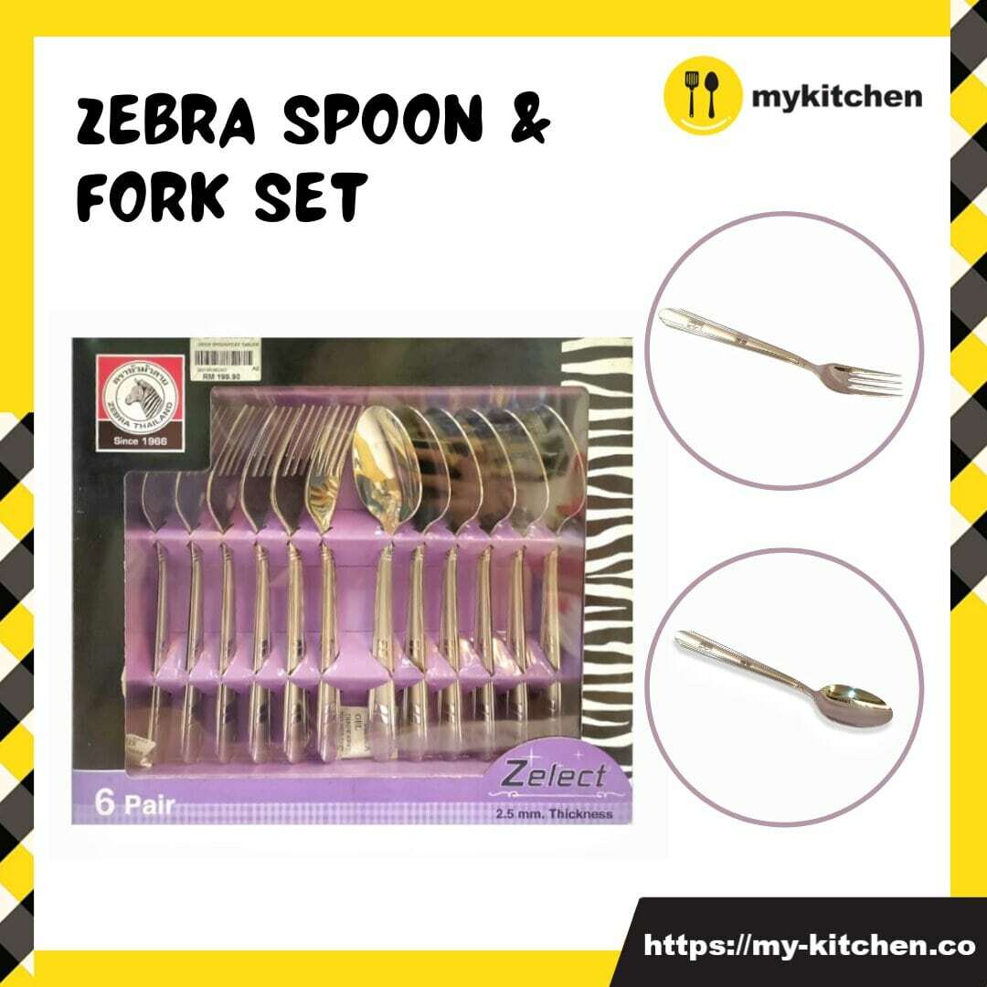 [MY KITCHEN] Zebra Spoon and Fork Set Cutlery Stainless