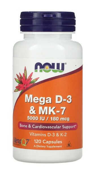 [現貨] NOW Mega 高劑量 D-3 5000IU & MK-7 120粒