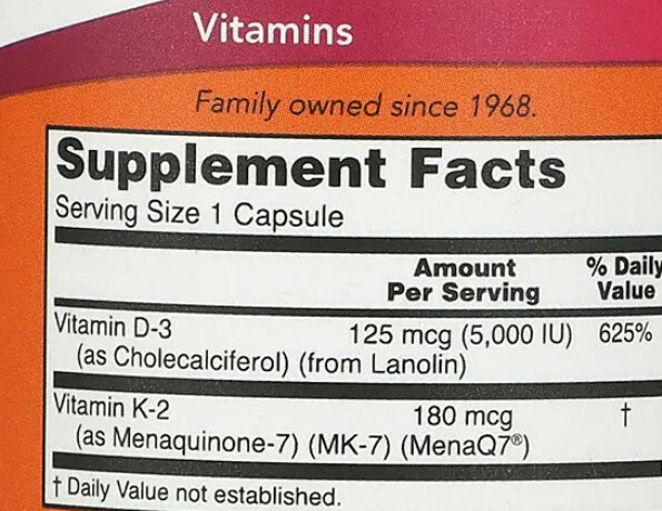 [現貨] NOW Mega 高劑量 D-3 5000IU & MK-7 120粒