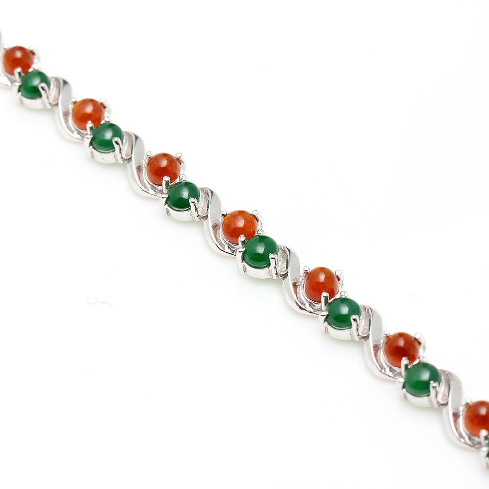 【雅紅珠寶】扣人心弦天然老坑種紅翡綠翠翡翠手鏈-B0183