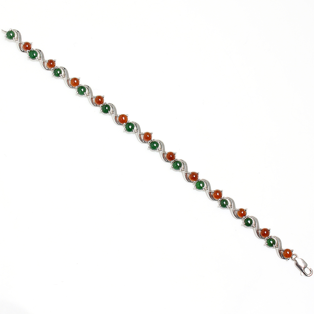 【雅紅珠寶】扣人心弦天然老坑種紅翡綠翠翡翠手鏈-B0183