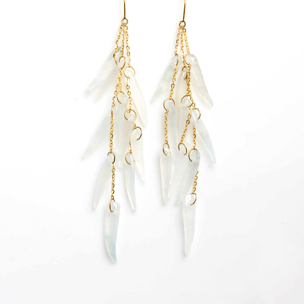 【雅紅珠寶】滴水穿石天然冰種白翡翠耳環-水滴-E0039