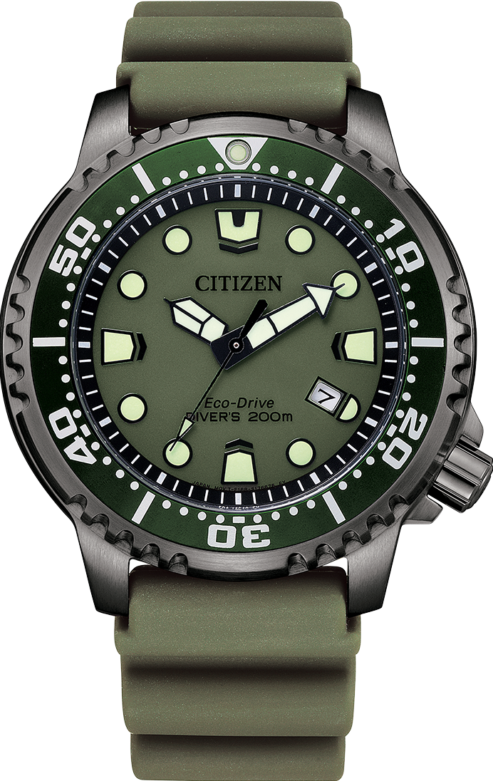 萬年鐘錶 - Citizen PROMASTER  星辰錶 橄欖綠光動能200米潛水腕錶 BN0157-11X  錶徑44MM