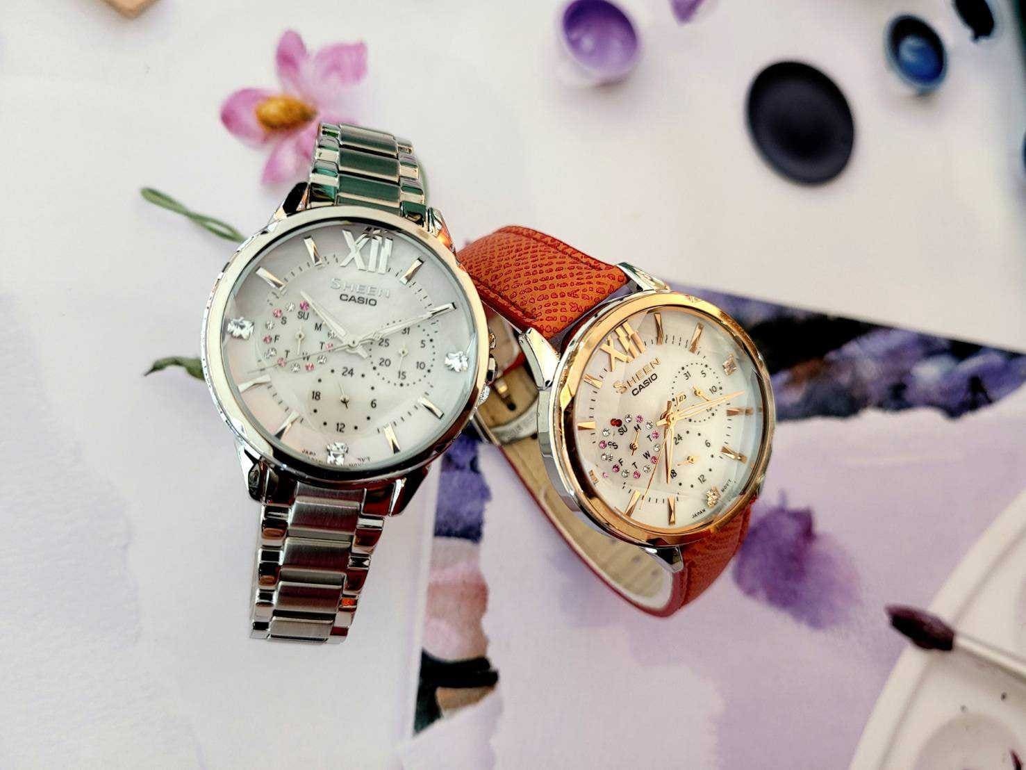 【CASIO 卡西歐】Sheen系列 小幸運時尚腕錶 SHE-3056GL-7A(皮帶) / SHE-3056D-4A(鋼帶) 36mm  現代鐘錶